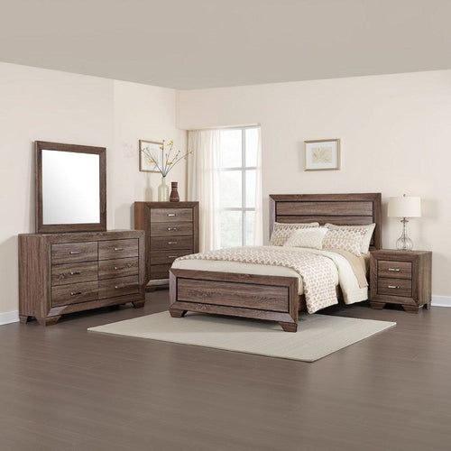 Bello 5pc Queen Bedroom Set | Transitional Washed Taupe Brown n Black