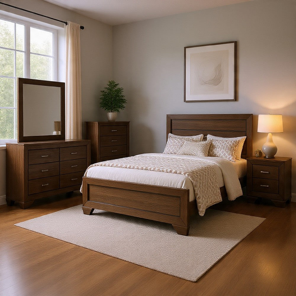 Bello 5pc Queen Bedroom Set | Transitional Washed Taupe Brown n Black