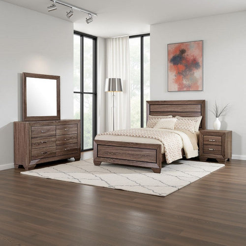 Bello 4pc King Bedroom Set | Transitional Washed Taupe Brown n Black