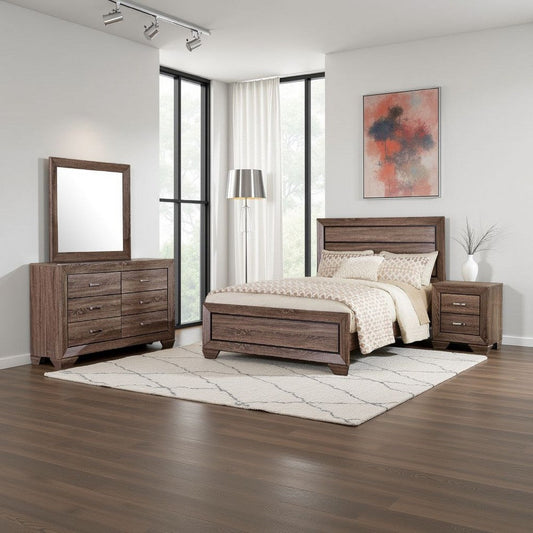 Bello 4pc King Bedroom Set | Transitional Washed Taupe Brown n Black