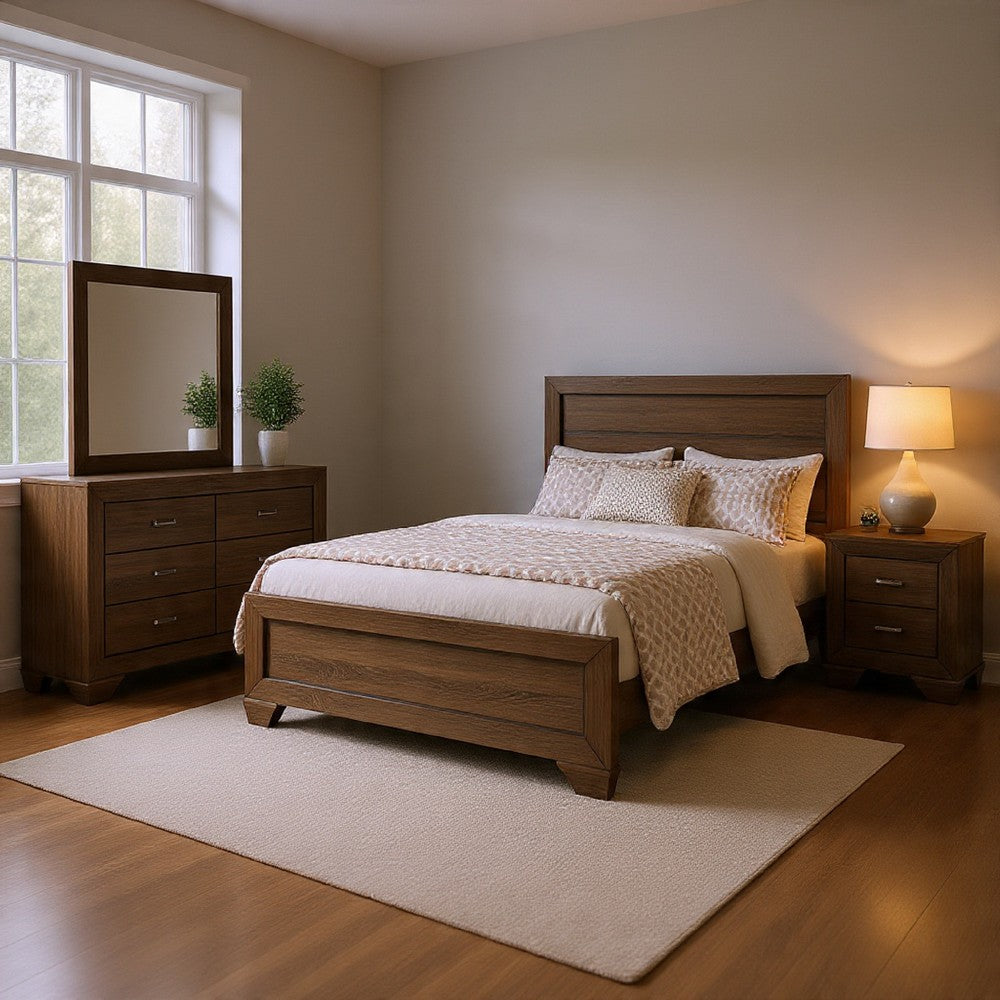 Bello 4pc King Bedroom Set | Transitional Washed Taupe Brown n Black