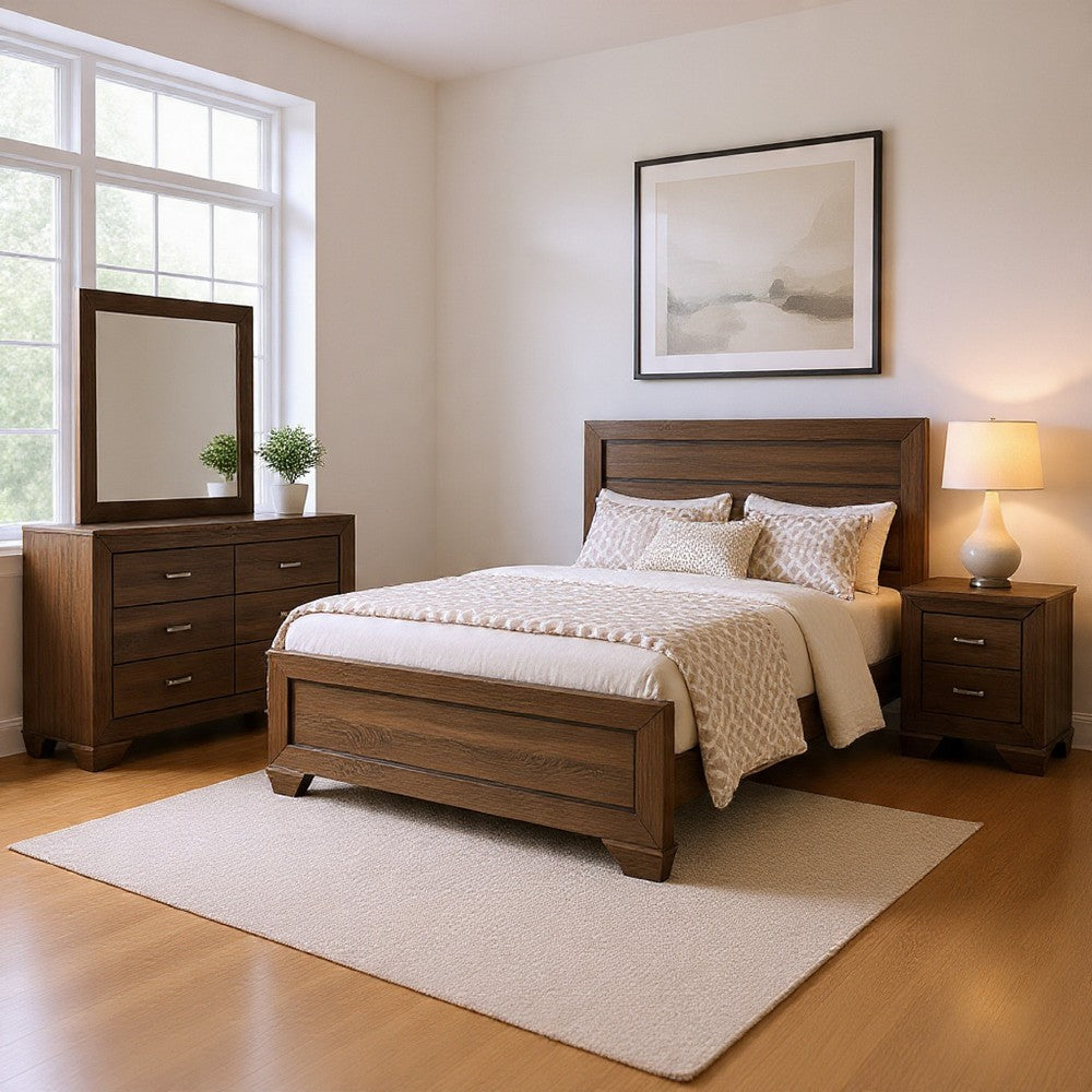 Bello 4pc King Bedroom Set | Transitional Washed Taupe Brown n Black