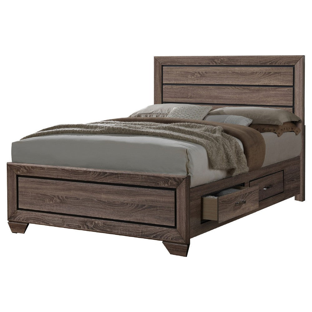 Bello 4pc Queen Bedroom Set with Bed Storage | Washed Taupe Brown