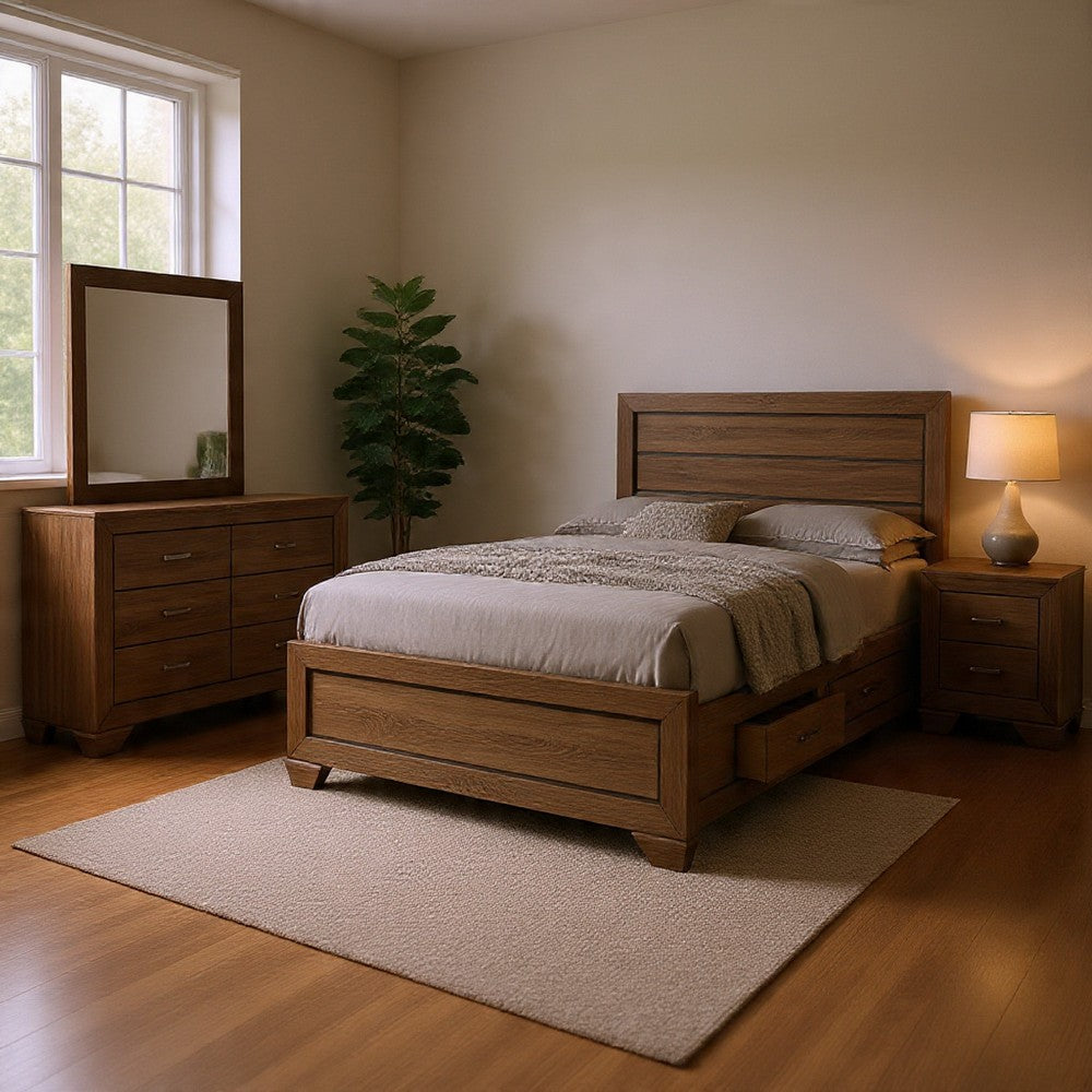 Bello 4pc Queen Bedroom Set with Bed Storage | Washed Taupe Brown