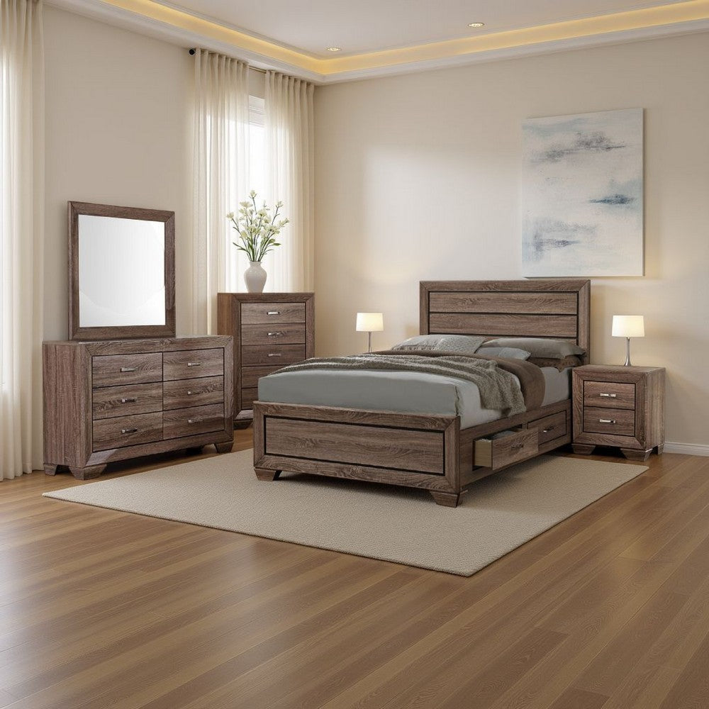 Bello 5pc Queen Bedroom Set with Bed Storage | Washed Taupe Brown