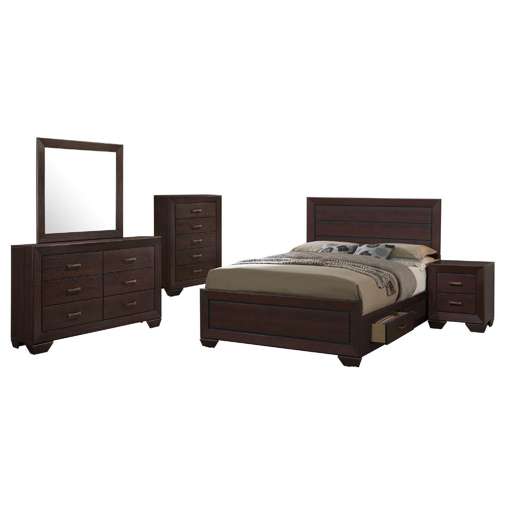 Bello 5pc Queen Size Bedroom Set | Underbed Drawers | Dark Cocoa Brown