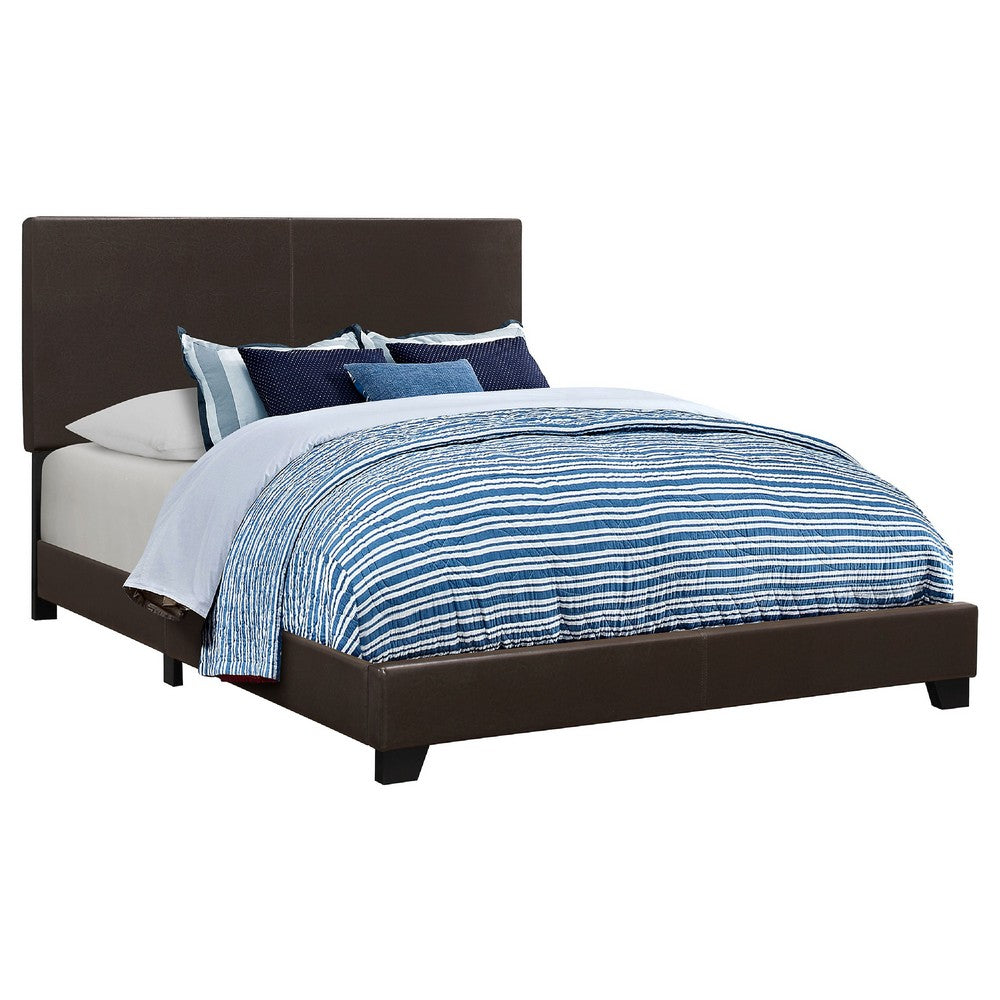 Desy 4pc Queen Size Bedroom Set | Extra Dark Cocoa Brown Faux Leather