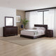 Desy 4pc Queen Size Bedroom Set | Extra Dark Cocoa Brown Faux Leather