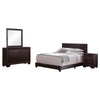 Desy 4pc Queen Size Bedroom Set | Extra Dark Cocoa Brown Faux Leather
