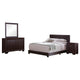 Desy 4pc Queen Size Bedroom Set | Extra Dark Cocoa Brown Faux Leather