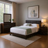 Desy 4pc Queen Size Bedroom Set | Extra Dark Cocoa Brown Faux Leather