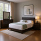Desy 4pc Queen Size Bedroom Set | Extra Dark Cocoa Brown Faux Leather