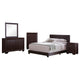 Desy 5pc Queen Size Bedroom Set | Extra Dark Cocoa Brown Faux Leather