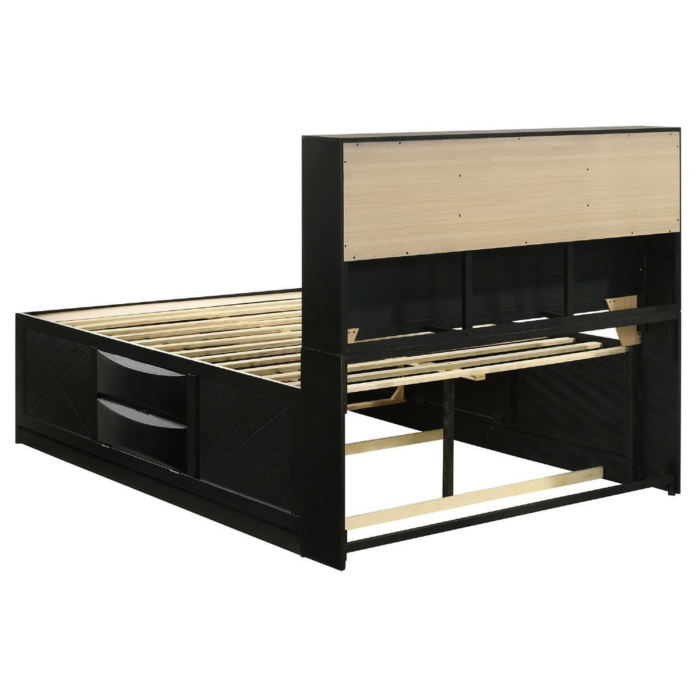 Ica 4pc Queen Bedroom Set with Storage Headboard and Footboard | Black
