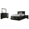 Ica 4pc Queen Bedroom Set with Storage Headboard and Footboard | Black