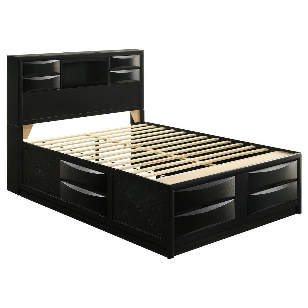 Ica 5pc Queen Bedroom Set with Storage Headboard and Footboard | Black