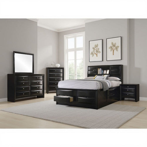 Ica 5pc Queen Bedroom Set with Storage Headboard and Footboard | Black