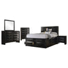 Ica 5pc Queen Bedroom Set with Storage Headboard and Footboard | Black