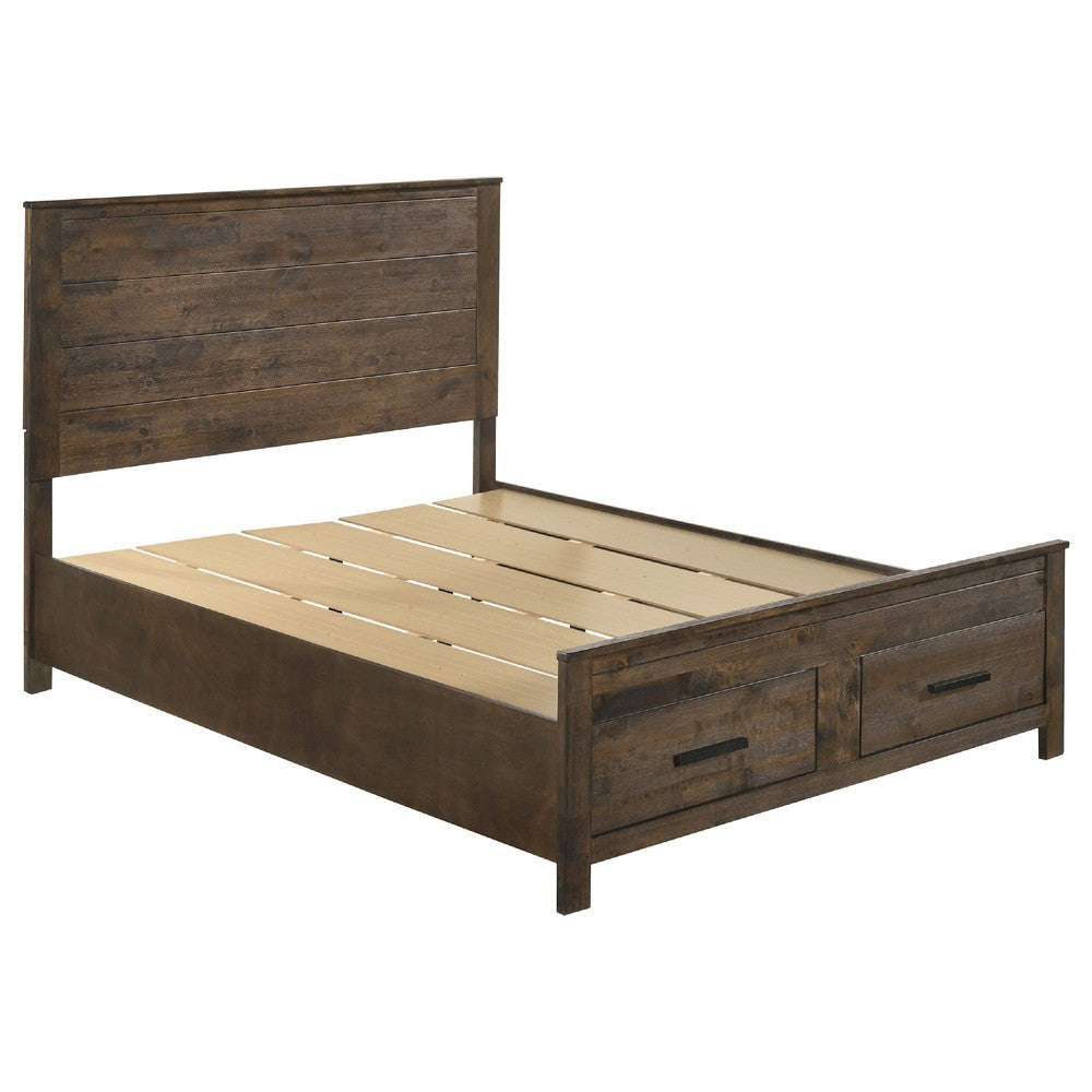 Frio 4pc Queen Bedroom Set with Footboard Storage | Rustic Gold Brown