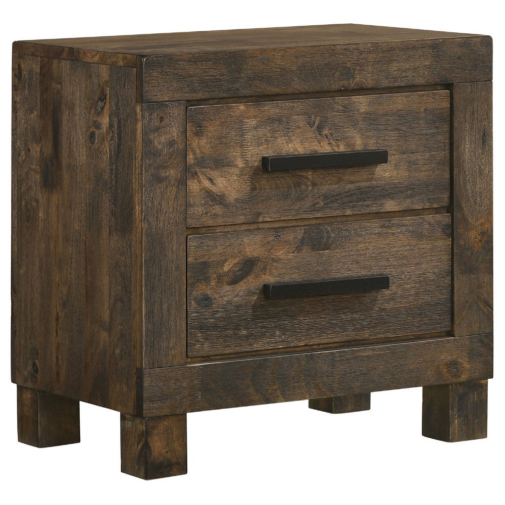 Frio 4pc Queen Bedroom Set with Footboard Storage | Rustic Gold Brown