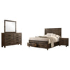 Frio 4pc Queen Bedroom Set with Footboard Storage | Rustic Gold Brown
