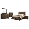 Frio 5pc Queen Bedroom Set with Footboard Storage | Rustic Gold Brown
