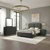 Cavy 4pc Queen Bedroom Set | Charcoal Gray Upholstery | Gold