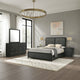 Cavy 4pc Queen Bedroom Set | Charcoal Gray Upholstery | Gold