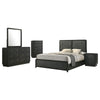 Cavy 5pc Queen Bedroom Set | Charcoal Gray Upholstery | Gold