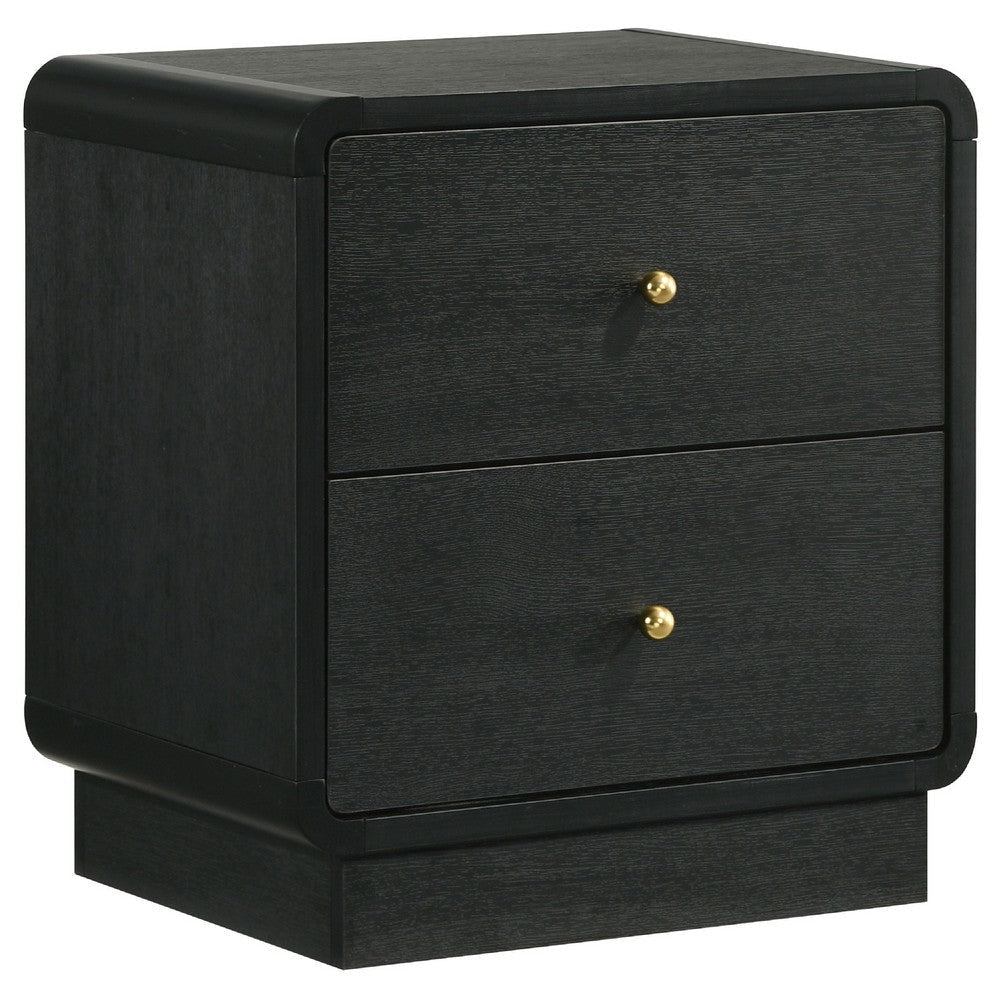 Cavy 5pc Queen Bedroom Set | Charcoal Gray Upholstery | Gold