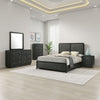Cavy 5pc Queen Bedroom Set | Charcoal Gray Upholstery | Gold