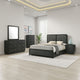 Cavy 5pc Queen Bedroom Set | Charcoal Gray Upholstery | Gold