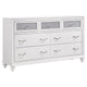 Dini 4pc Queen Bedroom Set | Gray Faux Leather Grid Upholstery | White BM336855