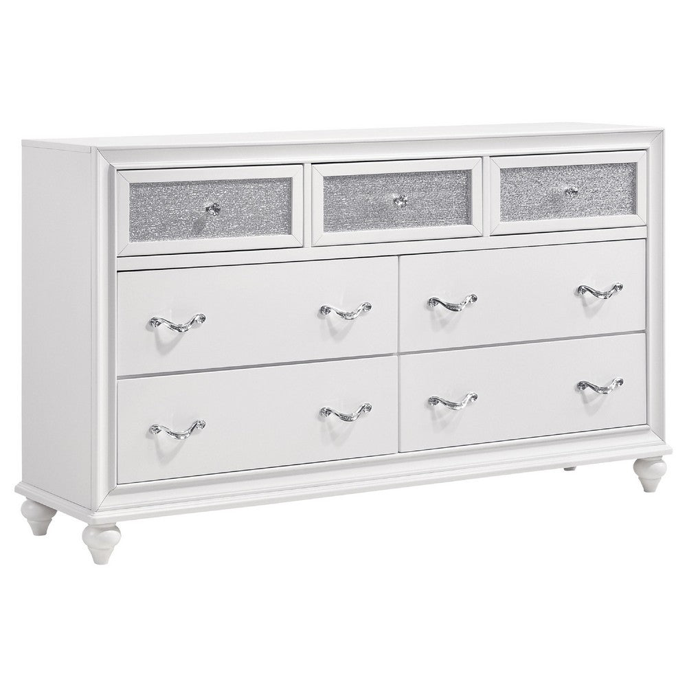 Dini 4pc Queen Bedroom Set | Gray Faux Leather Grid Upholstery | White