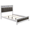 Dini 5pc Queen Bedroom Set | Gray Faux Leather Grid Upholstery | White