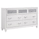 Dini 5pc Queen Bedroom Set | Gray Faux Leather Grid Upholstery | White