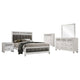Dini 5pc Queen Bedroom Set | Gray Faux Leather Grid Upholstery | White