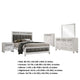 Dini 5pc Queen Bedroom Set | Gray Faux Leather Grid Upholstery | White