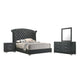 Giya 4pc Queen Bedroom Set | Rich Tufted Dark Gray Velvet Upholstery