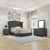 Giya 4pc Queen Bedroom Set | Rich Tufted Dark Gray Velvet Upholstery