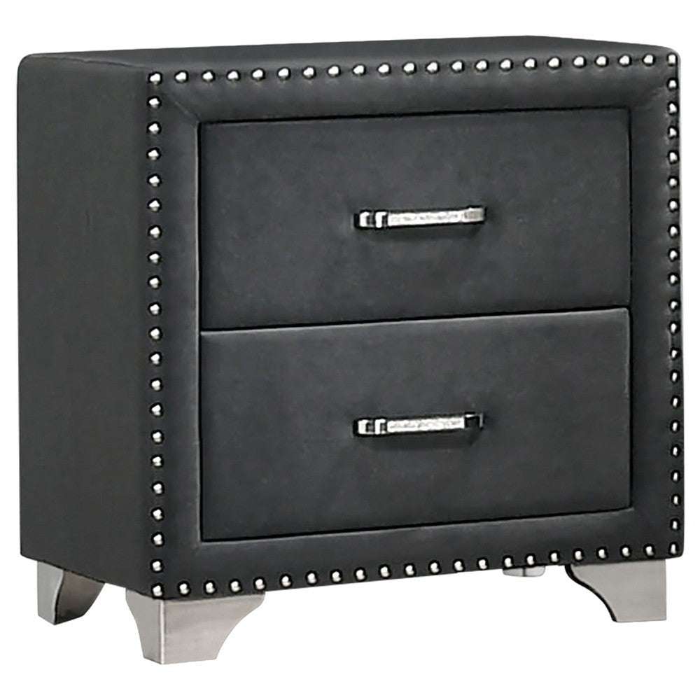 Giya 5pc Queen Bedroom Set | Rich Tufted Dark Gray Velvet Upholstery