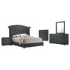 Giya 5pc Queen Bedroom Set | Rich Tufted Dark Gray Velvet Upholstery