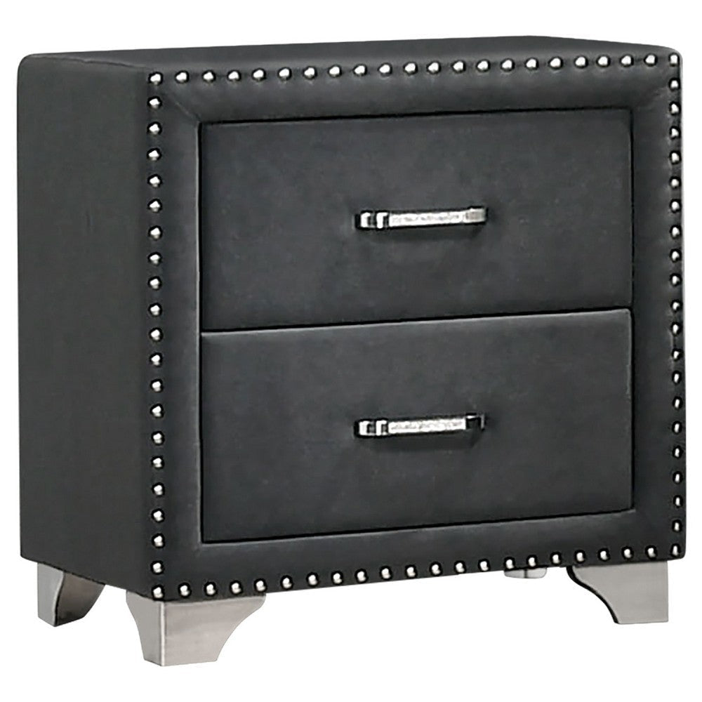 Giya 4pc King Bedroom Set | Classic Tufted Dark Gray Velvet Upholstery