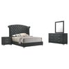 Giya 4pc King Bedroom Set | Classic Tufted Dark Gray Velvet Upholstery