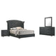Giya 4pc King Bedroom Set | Classic Tufted Dark Gray Velvet Upholstery