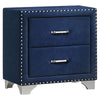 Giya 4pc Queen Bedroom Set | Rich Tufted Dark Blue Velvet Upholstery
