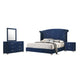 Giya 4pc Queen Bedroom Set | Rich Tufted Dark Blue Velvet Upholstery