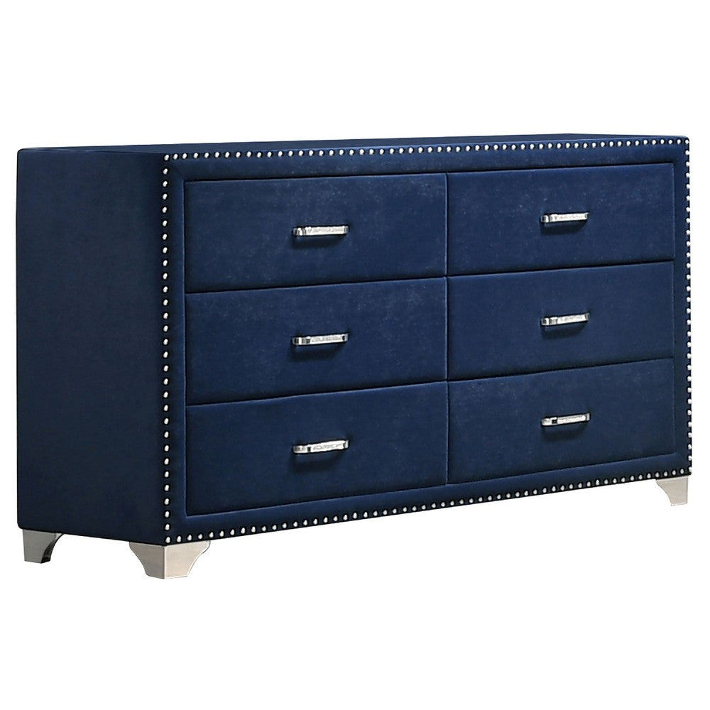 Giya 4pc Queen Bedroom Set | Rich Tufted Dark Blue Velvet Upholstery