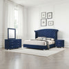 Giya 4pc Queen Bedroom Set | Rich Tufted Dark Blue Velvet Upholstery