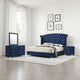 Giya 4pc Queen Bedroom Set | Rich Tufted Dark Blue Velvet Upholstery